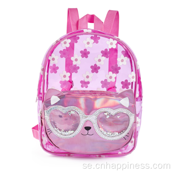 Transparent Pink Allover School Fashionable Bag Ryggsäck